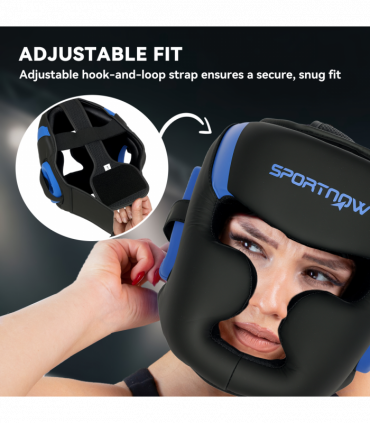 SPORTNOW Boxing Headguard w/ Adjustable Strap for Sparring Kickboxing, Blue