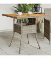 vidaXL Garden Table with Acacia Wood Top Grey 80x80x75 cm Poly Rattan