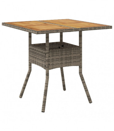 vidaXL Garden Table with Acacia Wood Top Grey 80x80x75 cm Poly Rattan
