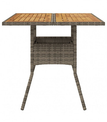 vidaXL Garden Table with Acacia Wood Top Grey 80x80x75 cm Poly Rattan