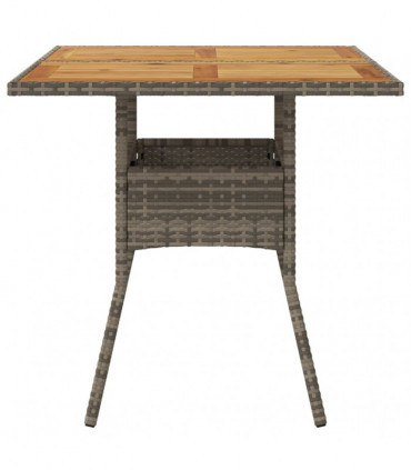 vidaXL Garden Table with Acacia Wood Top Grey 80x80x75 cm Poly Rattan