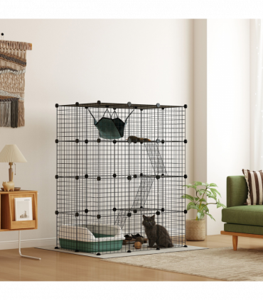 Customisable Cat Playhouse - Four-Tier Design for Up to Three Cats