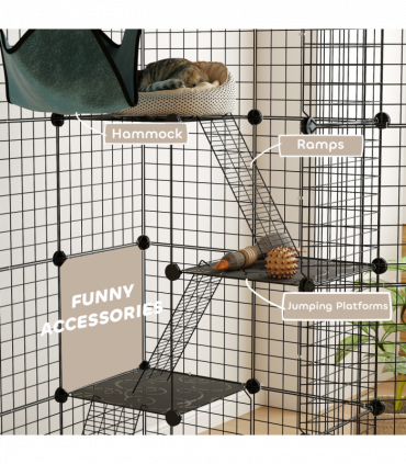 Customisable Cat Playhouse - Four-Tier Design for Up to Three Cats