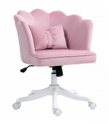 HOMCOM Armless Desk Chair Home Office Chair w/ Wide Seat Tilt Function Pink