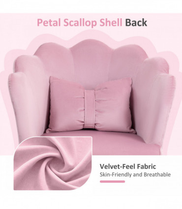 HOMCOM Armless Desk Chair Home Office Chair w/ Wide Seat Tilt Function Pink