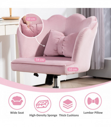 HOMCOM Armless Desk Chair Home Office Chair w/ Wide Seat Tilt Function Pink
