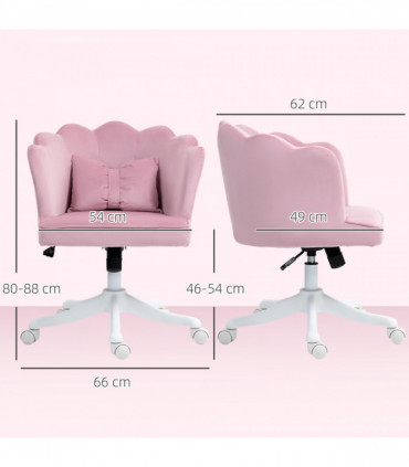 HOMCOM Armless Desk Chair Home Office Chair w/ Wide Seat Tilt Function Pink