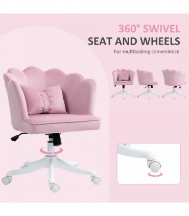 HOMCOM Armless Desk Chair Home Office Chair w/ Wide Seat Tilt Function Pink