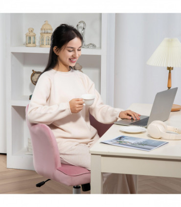 HOMCOM Armless Desk Chair Home Office Chair w/ Wide Seat Tilt Function Pink