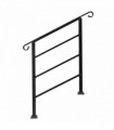 Handrails for Outdoor Steps, Wrought Iron Handrail Fits 1 or 3 Steps, Transitional Handrail with Installation Kit, Black