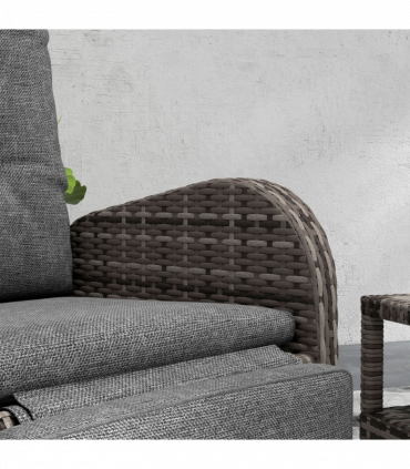 Outsunny 3 PCs Rattan Chaise Lounge Sofa Set w/ Cushion for Patio Yard Porch