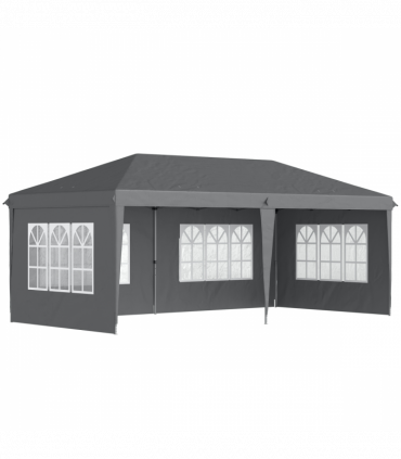 Outsunny 3 x 6m Heavy Duty Gazebo Marquee Party Tent with Storage Bag Grey