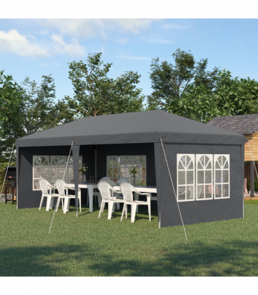 Outsunny 3 x 6m Heavy Duty Gazebo Marquee Party Tent with Storage Bag Grey