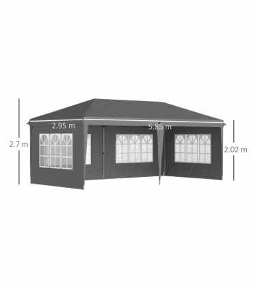 Outsunny 3 x 6m Heavy Duty Gazebo Marquee Party Tent with Storage Bag Grey