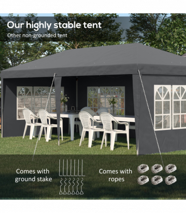 Outsunny 3 x 6m Heavy Duty Gazebo Marquee Party Tent with Storage Bag Grey
