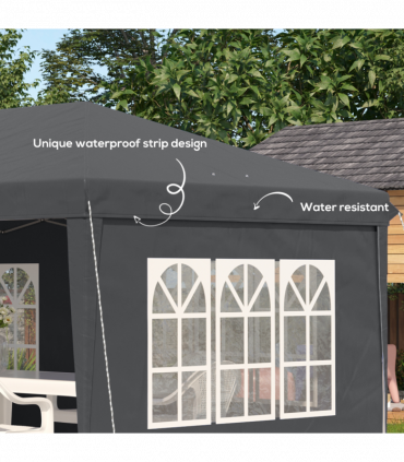 Outsunny 3 x 6m Heavy Duty Gazebo Marquee Party Tent with Storage Bag Grey