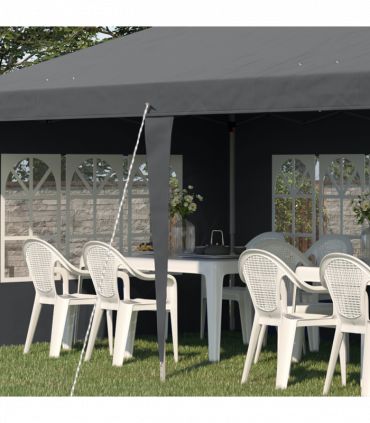 Outsunny 3 x 6m Heavy Duty Gazebo Marquee Party Tent with Storage Bag Grey
