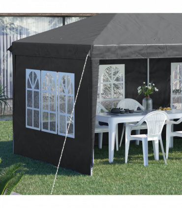 Outsunny 3 x 6m Heavy Duty Gazebo Marquee Party Tent with Storage Bag Grey