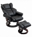 Padded PU Leather Manual Reclining Armchair Sofa Chair w/ Footstool Black