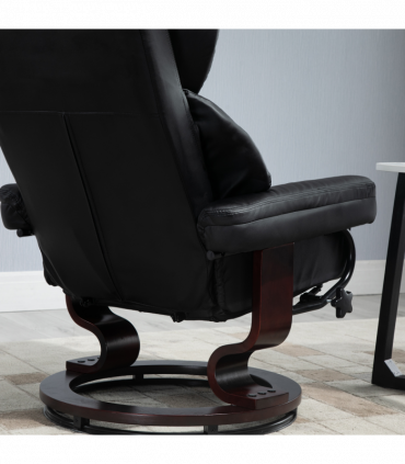 Padded PU Leather Manual Reclining Armchair Sofa Chair w/ Footstool Black