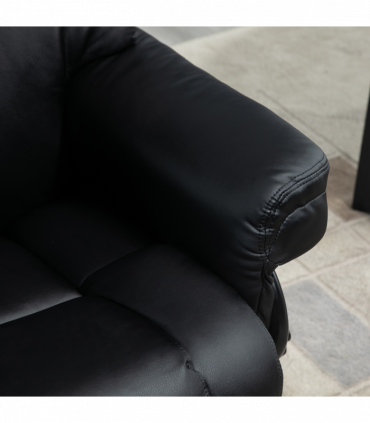 Padded PU Leather Manual Reclining Armchair Sofa Chair w/ Footstool Black