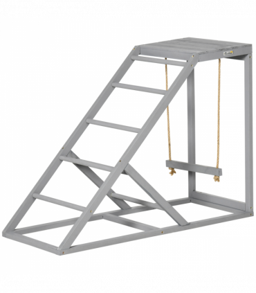 PawHut Chicken Coop Toy with Swing, Ladder, Platform for 2 Chickens, Hens, Grey