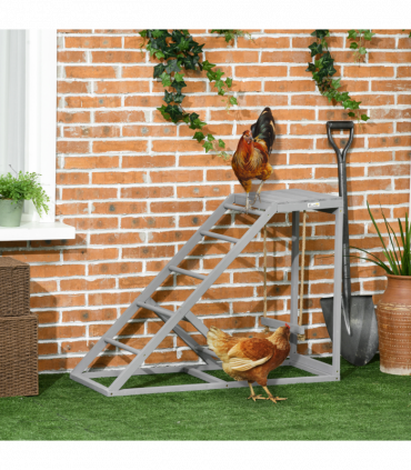 PawHut Chicken Coop Toy with Swing, Ladder, Platform for 2 Chickens, Hens, Grey