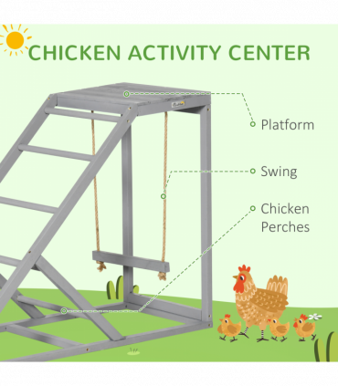 PawHut Chicken Coop Toy with Swing, Ladder, Platform for 2 Chickens, Hens, Grey