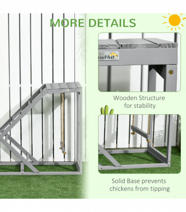 PawHut Chicken Coop Toy with Swing, Ladder, Platform for 2 Chickens, Hens, Grey