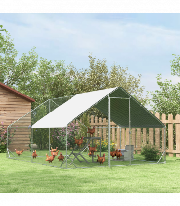 PawHut Chicken Coop Toy with Swing, Ladder, Platform for 2 Chickens, Hens, Grey