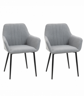 Set of 2 Dining Chairs Upholstered with Metal Legs, Light Grey 2 h