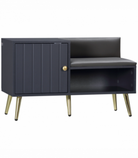 Shoe Bench with Storage Cabinet, Seating Cushion for Entryway Hallway Grey