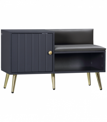 Shoe Bench with Storage Cabinet, Seating Cushion for Entryway Hallway Grey