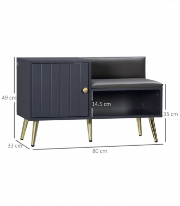 Shoe Bench with Storage Cabinet, Seating Cushion for Entryway Hallway Grey