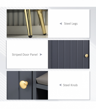 Shoe Bench with Storage Cabinet, Seating Cushion for Entryway Hallway Grey