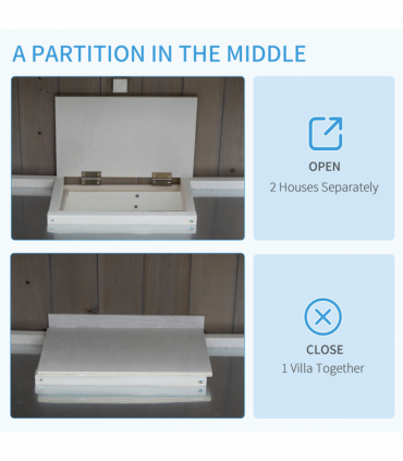 Two-Tier Wooden Rabbit Hutch w/ Wheels, Trough, Rain Cover, Tray - Grey Pawhut