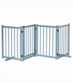 Wooden Foldable Dog Safety Barrier w/ 4 Panels for Small&Medium Dogs Blue Grey