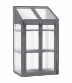 Wooden Greenhouse Cold Frame Grow House w/ Double Door for Flower Grey