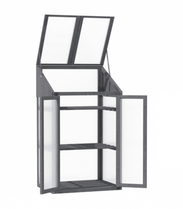 Wooden Greenhouse Cold Frame Grow House w/ Double Door for Flower Grey
