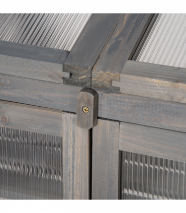 Wooden Greenhouse Cold Frame Grow House w/ Double Door for Flower Grey