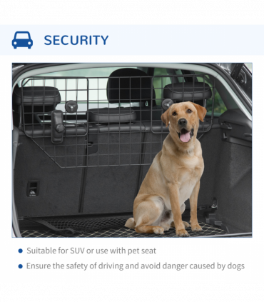 Dog Guard for Car Boot Adjustable Mesh Barrier Pet Headrest, 90-120W x 40.5H cm