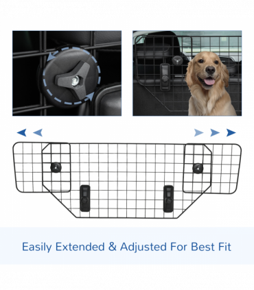 Dog Guard for Car Boot Adjustable Mesh Barrier Pet Headrest, 90-120W x 40.5H cm