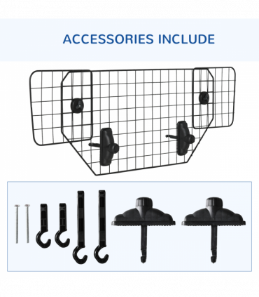 Dog Guard for Car Boot Adjustable Mesh Barrier Pet Headrest, 90-120W x 40.5H cm