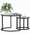 HOMCOM Glass Coffee Table Set of 2, Round Nest of Tables for Living Room