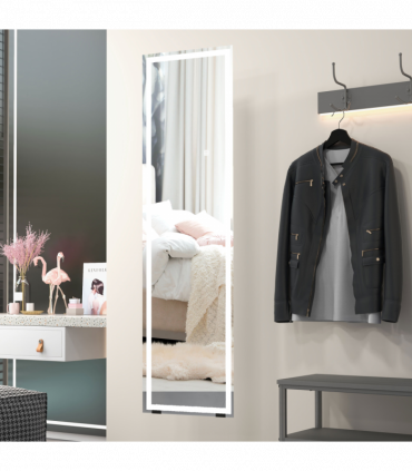 LED Lighted Full Length Mirror Dimmable Body Mirror White 40W x 2.9D x 150Hcm