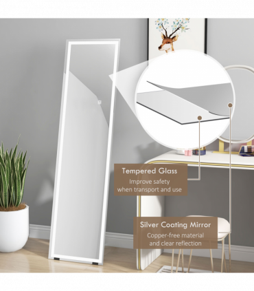 LED Lighted Full Length Mirror Dimmable Body Mirror White 40W x 2.9D x 150Hcm