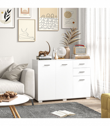 HOMCOM Modern Sideboard Kitchen Storage Cabinet with 2 Drawers and Shelves