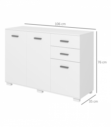 HOMCOM Modern Sideboard Kitchen Storage Cabinet with 2 Drawers and Shelves
