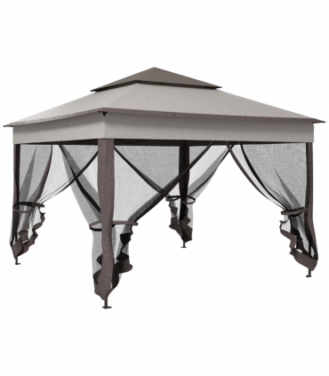 Outsunny Garden Folding Tent Heavy Duty Pop Up Gazebo for Party Light Grey