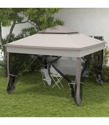 Outsunny Garden Folding Tent Heavy Duty Pop Up Gazebo for Party Light Grey